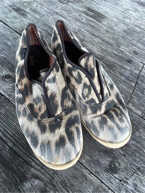 Keds x Alice + Olivia Women's Leopard Slip-On Shoes in Beige/Gray Sz 8